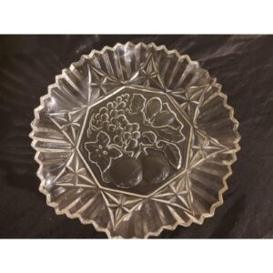 Vintage Federal Glass 10” Round Bowl Pioneer Clear Pressed Fruit Patternzwzs
