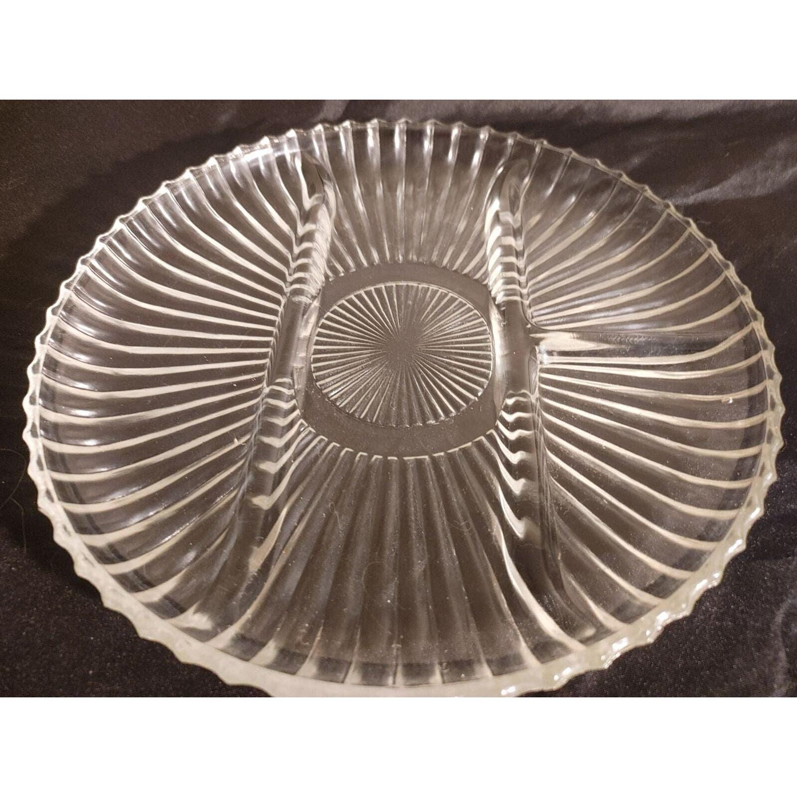Vintage Indiana Glass 4 section relish tray. 10 diameter