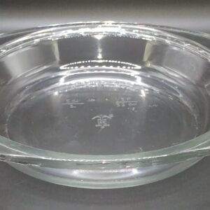 Vintage Anchor Hocking Pie Plate Glass 9" Fluted Deep Dish Ovenware Red Safety Handles