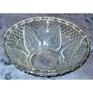 Vintage Firna Indonesia Pressed Glass Hearts and Flowers Bowl 1970s