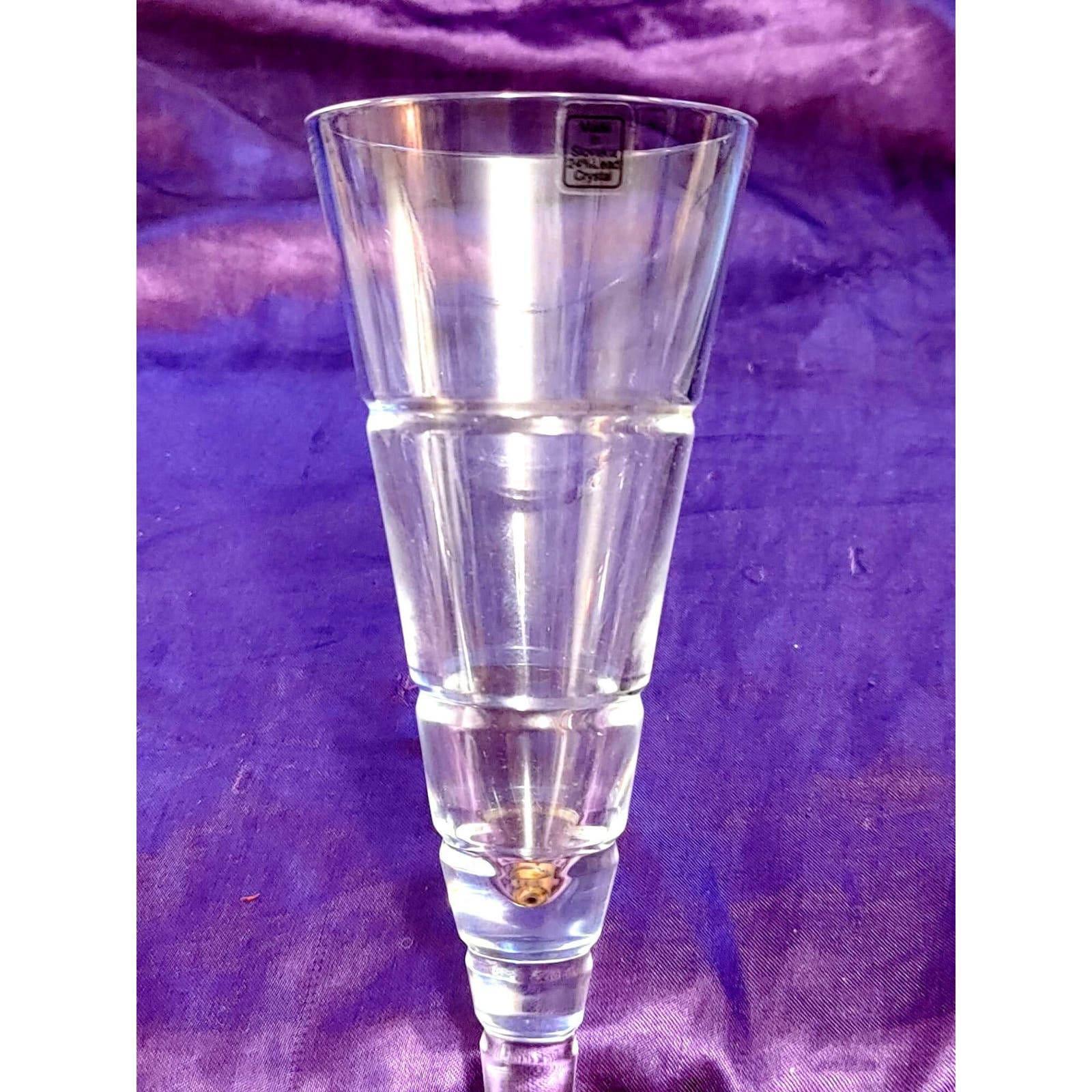 Vintage Crystal Champagne Flute Glass - Made in Slovakia 11.5