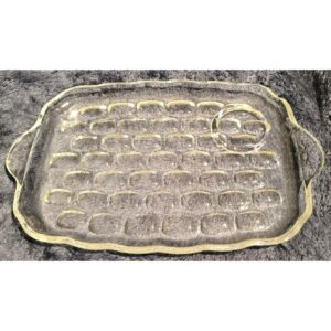 Vintage Federal Glass Co Yorktown Thumbprint Clear Snack and Sip Trays 10"x7" (Set of 6)