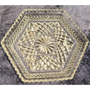 Vintage Hexagon Clear Cut Footed Glass Candy Relish Trinket Dish