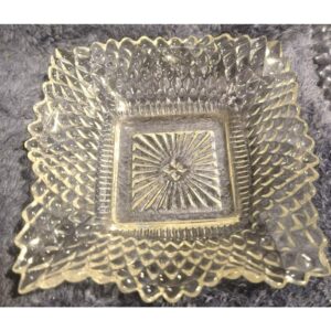 Vintage Clear Indiana Glass Hobnail Diamond Pattern Wavy Ashtray (Set of 2)