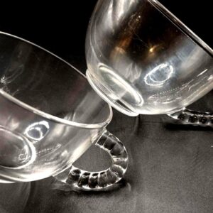Vintage 1950s Boopie Glass Teacups Set of 2 Beaded Handle Mid Century