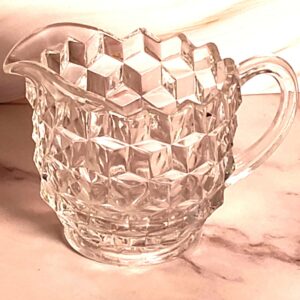 Vintage 1980s Fostoria Cubist Style Creamer Clear Glass Art Deco