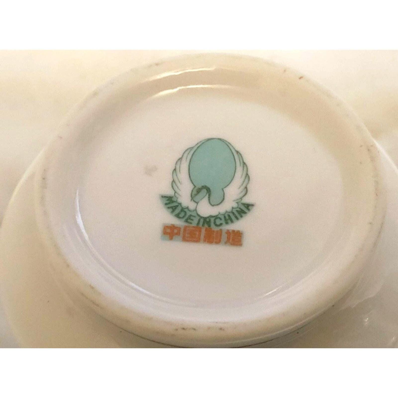 Vintage China Sugar Bowl and Creamer Set Swan Logo Gold Trim Cream White Porcelain Tea Coffee Service - Image 2