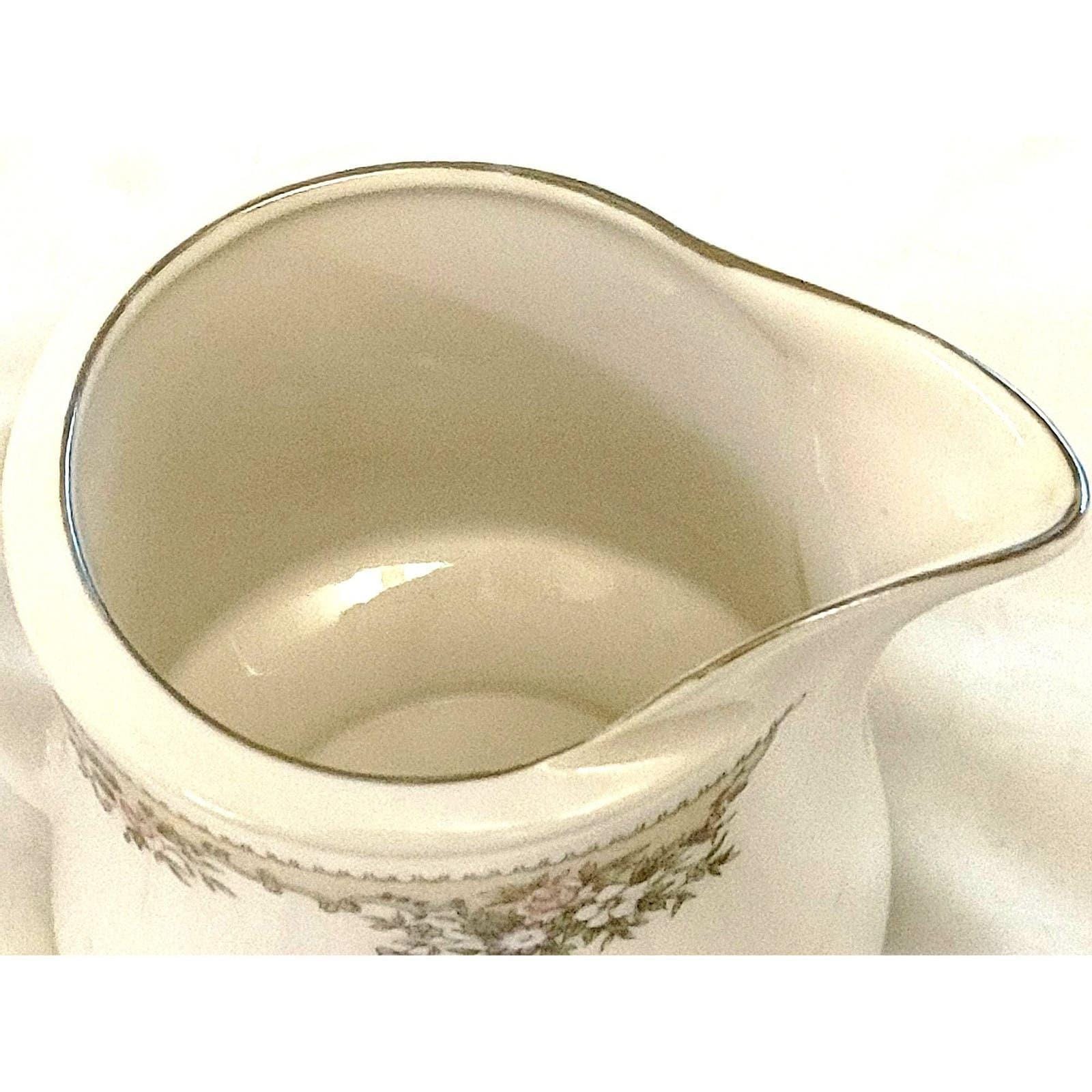 Vintage China Sugar Bowl and Creamer Set Swan Logo Gold Trim Cream White Porcelain Tea Coffee Service - Image 3