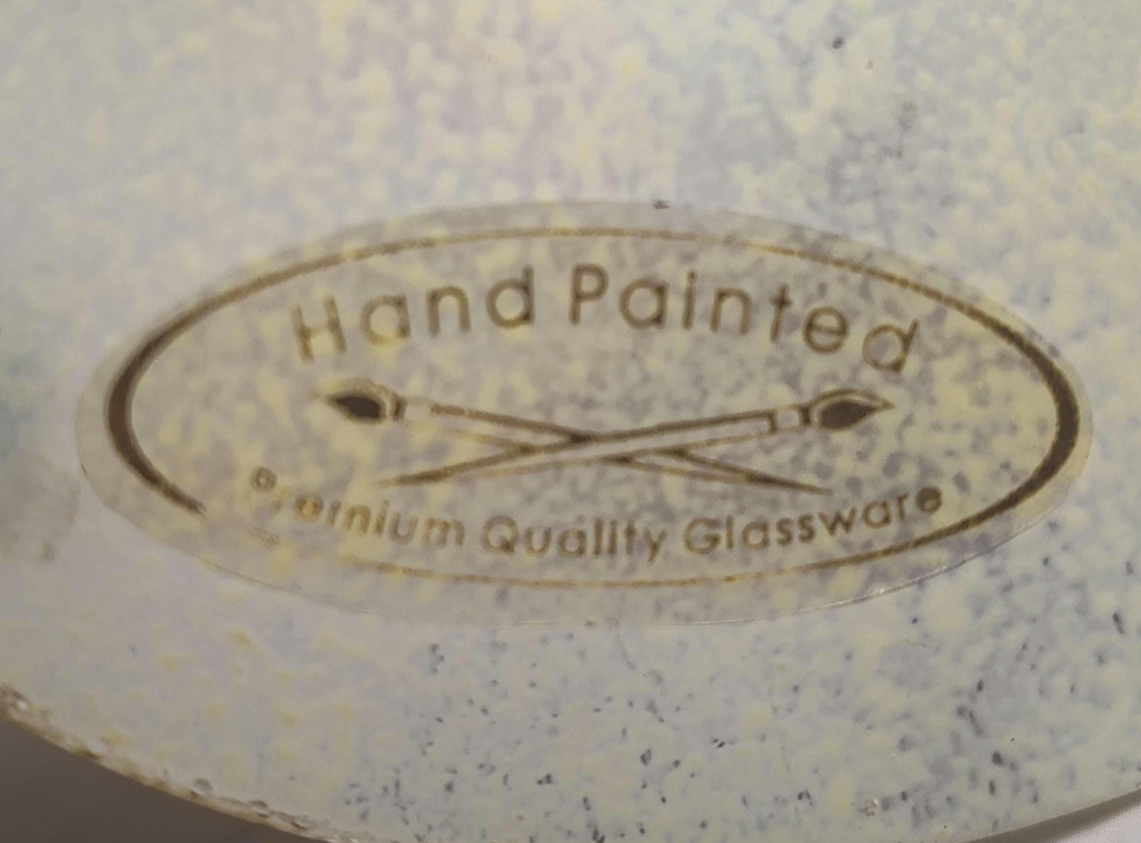 Vintage 1970s Hand Painted Wine Glasses Set of 4 Grape Pattern Yellow Frosted Glass Stemware Barware - Image 4