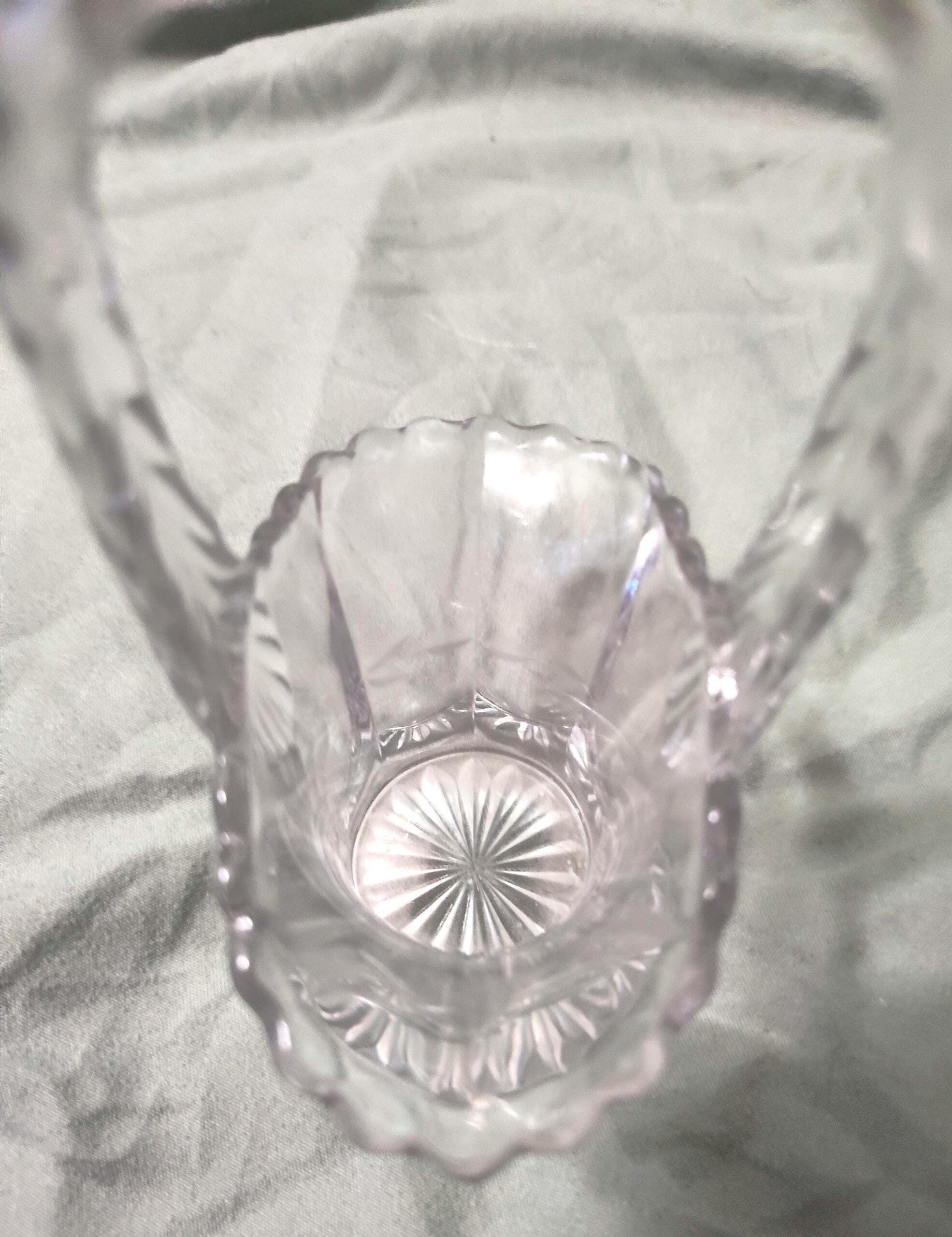 Vintage Clear Glass etched basket. 5 inches. - Image 2