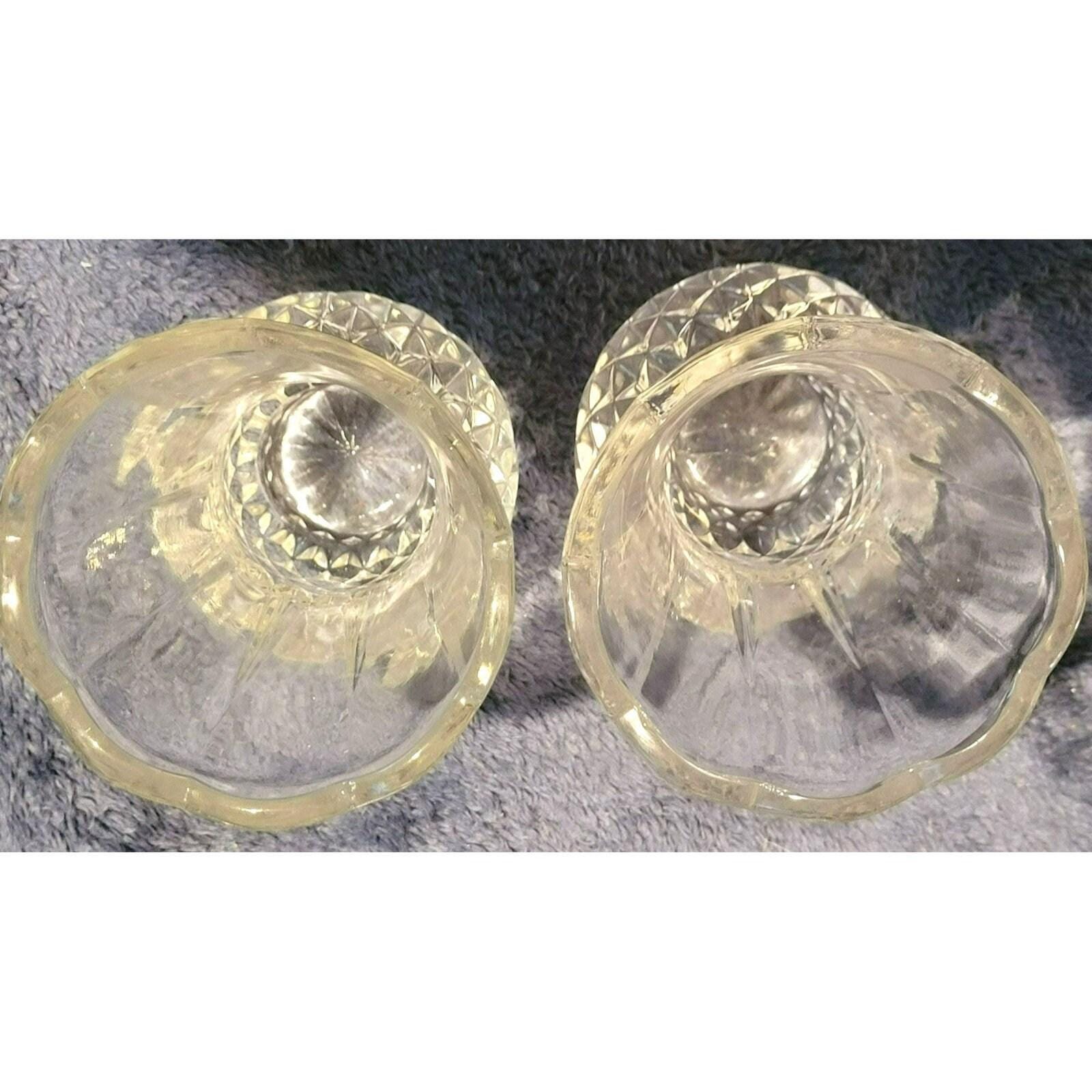 Vintage Zajecar Lead Crystal Vases: Diamond Pattern, Scalloped Edge (Set of 2) - Image 4