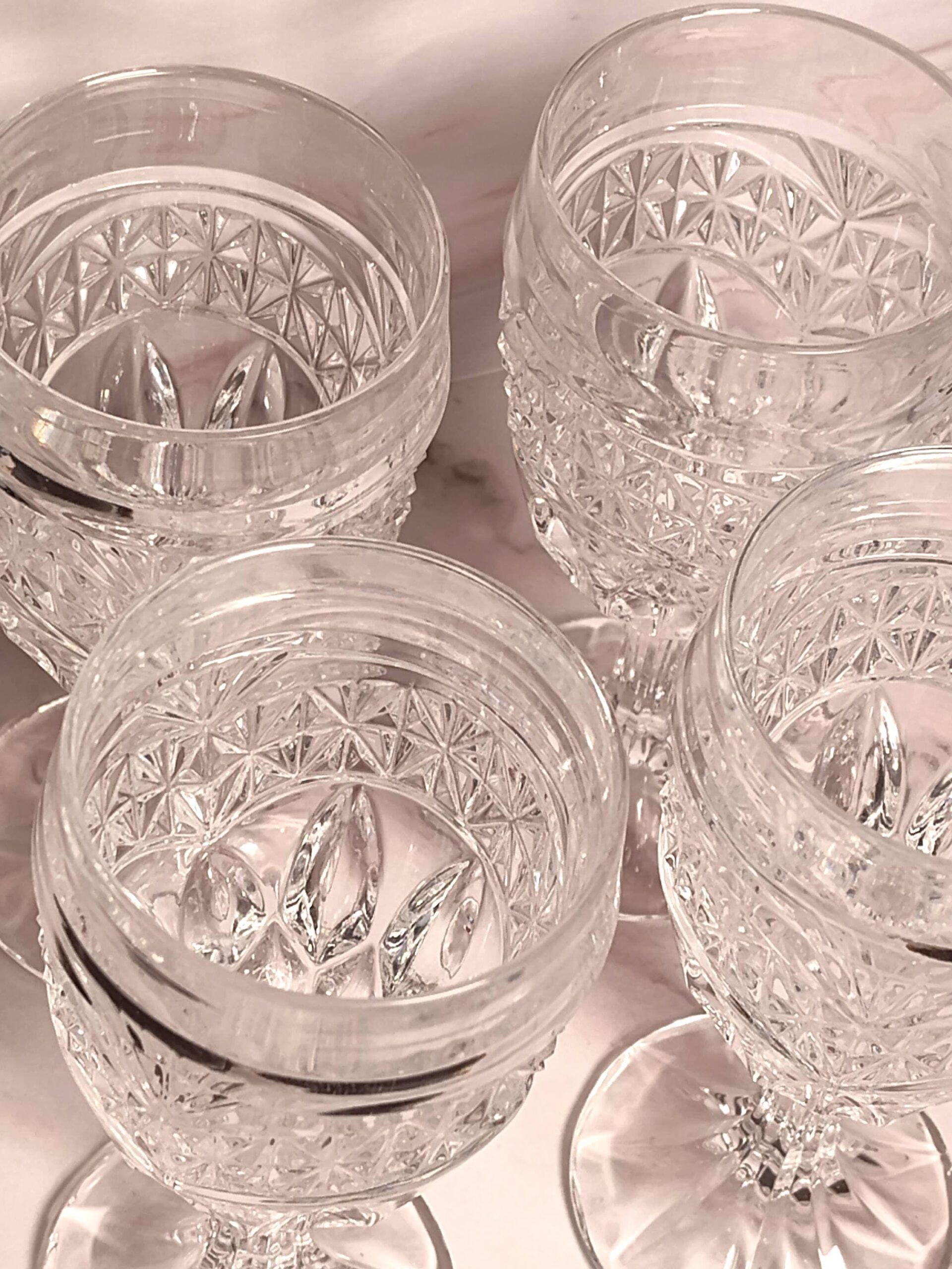 Vintage Crystal dAdriana Luna Clear Claret Wine Glasses Set of 4 Cut Crystal Stemware 5.75" Tall - Image 2