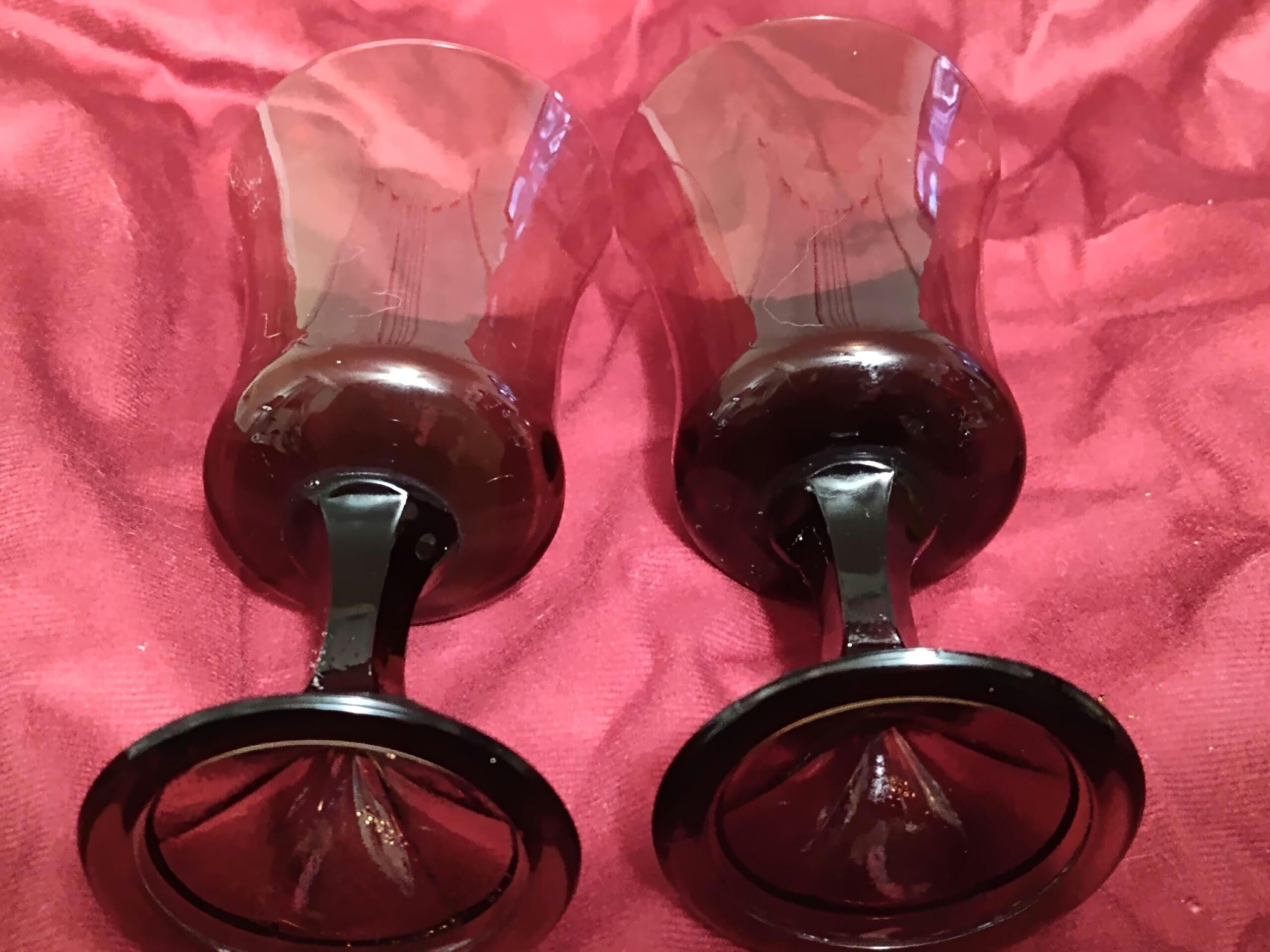 Vintage Fostoria Misty Brown Claret Wine Glasses Pair Set of 2 Stemware - Image 2