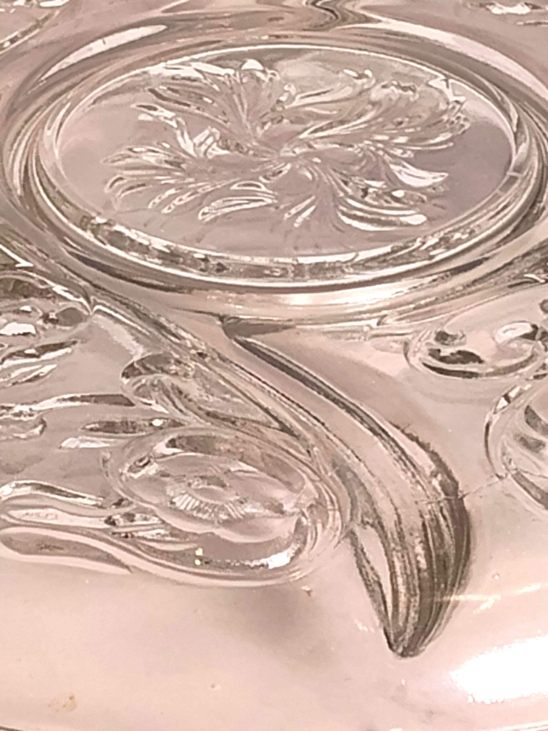 Vintage McKee Depression Glass Rock Crystal 5 Part Relish Dish Floral - Image 5