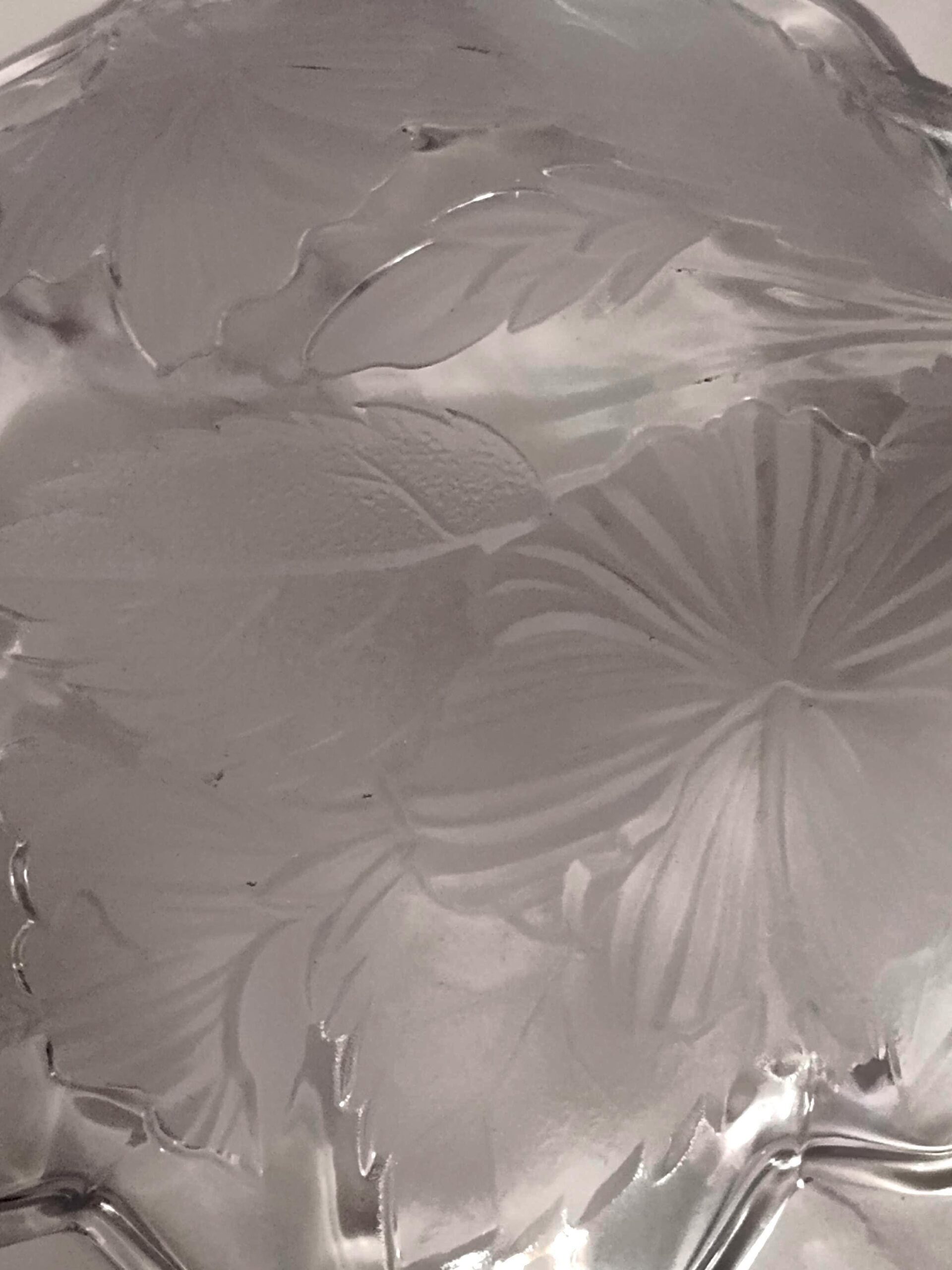 Vintage 1990s Etched Hibiscus Floral Glass Plate Bowl 8 1/2" - Image 3