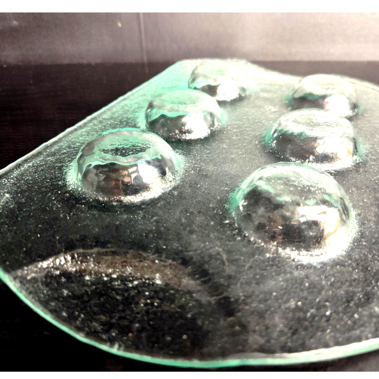 Vintage Dansk Spectra Clear Glass Handled Tray 6 Cordial Glass Divots Serving - Image 3