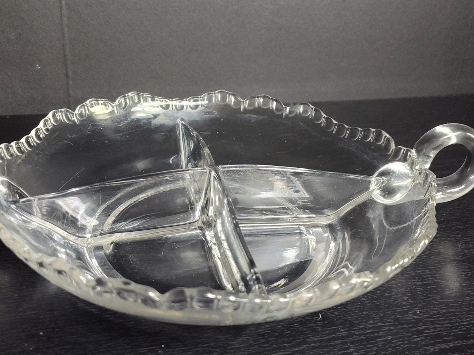 Vintage Imperial Glass Divided Relish Tray with Handles 7 1/4" Pressed Glass - Image 4