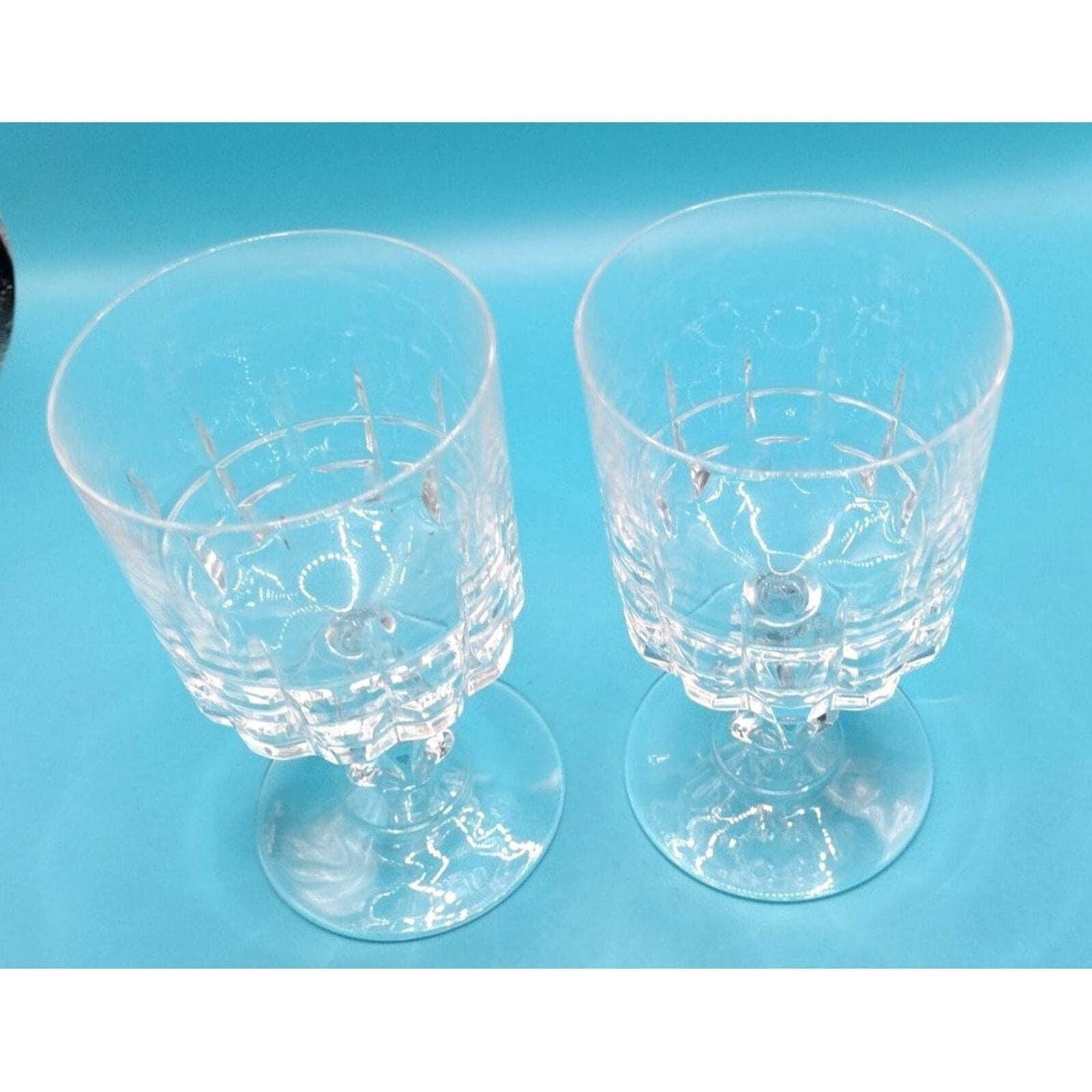 Vintage Cut Glass Crystal Wine Goblets Set of 2 Stemmed - Image 2