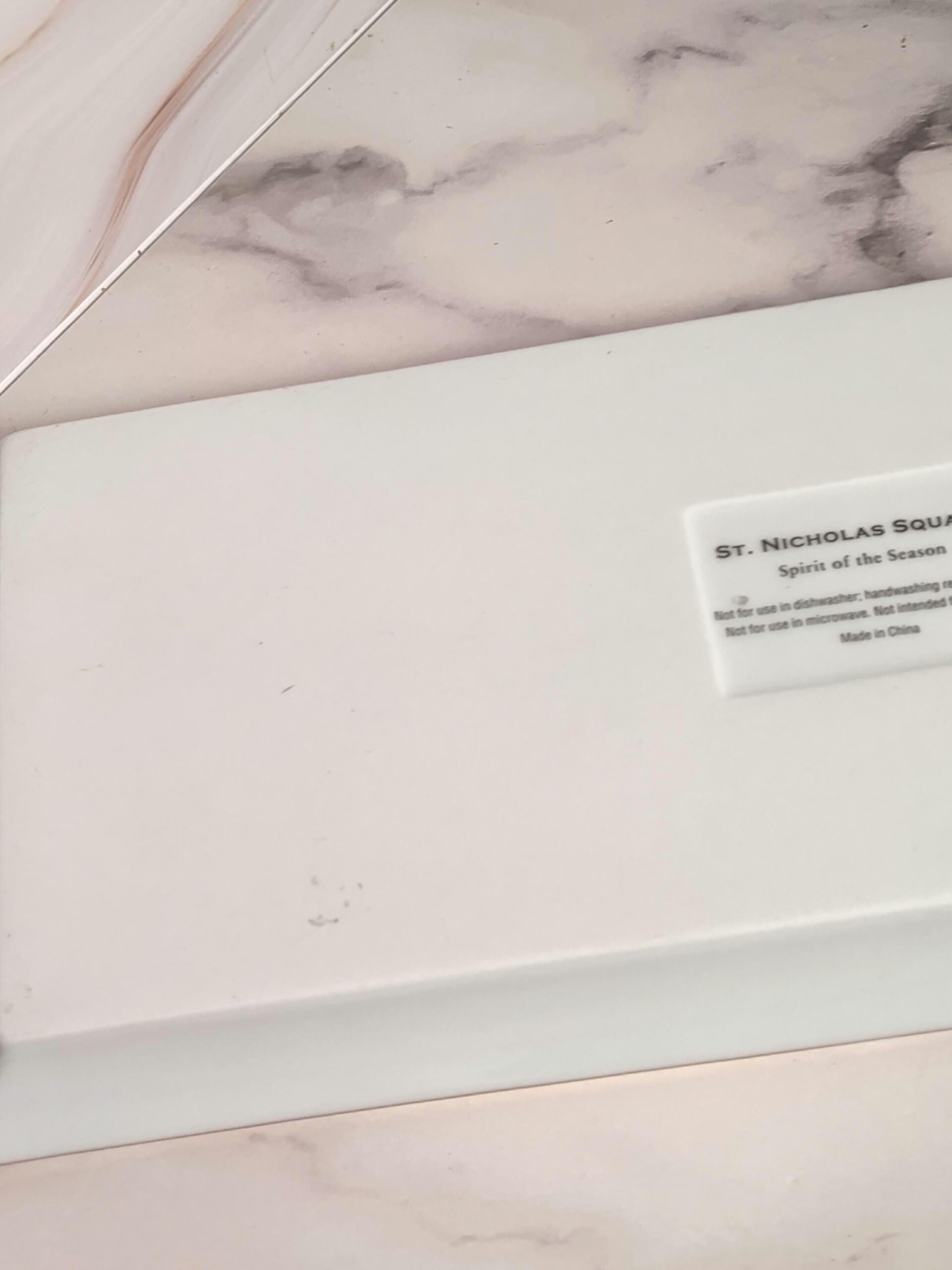 St Nicholas Square Believe Ceramic Serving Tray Gold Trim Christmas Holiday - Image 4