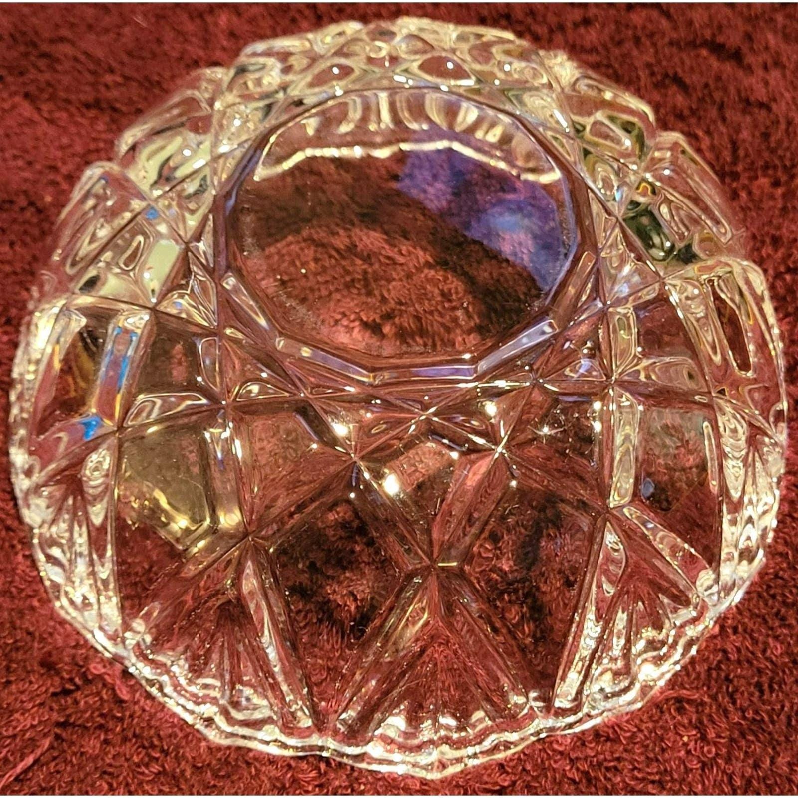 Vintage Cut Crystal Berry Bowl 5 Geometric Pattern Sawtooth Rim Serving Dish - Image 2