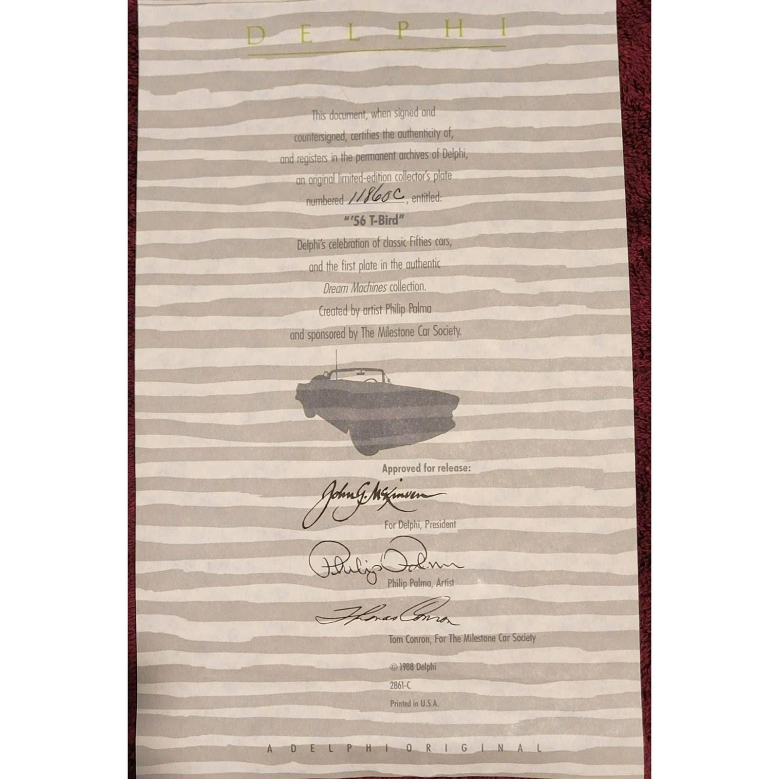 Vintage 1956 T-Bird Dream Machines Collector Plate Philip Palma Delphi Bradford Exchange Limited Edition - Image 3