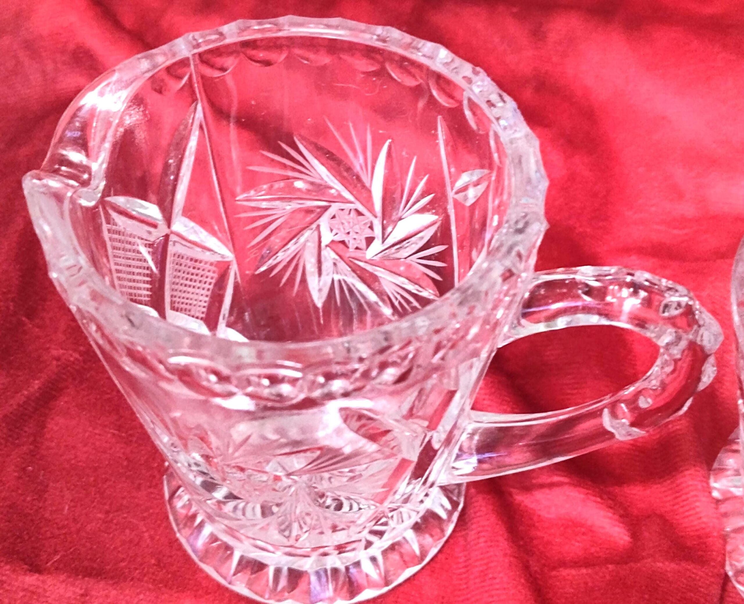 Vintage 1970s Lead Crystal Creamer & Sugar Bowl (no lid) Pinwheels Design - Image 3