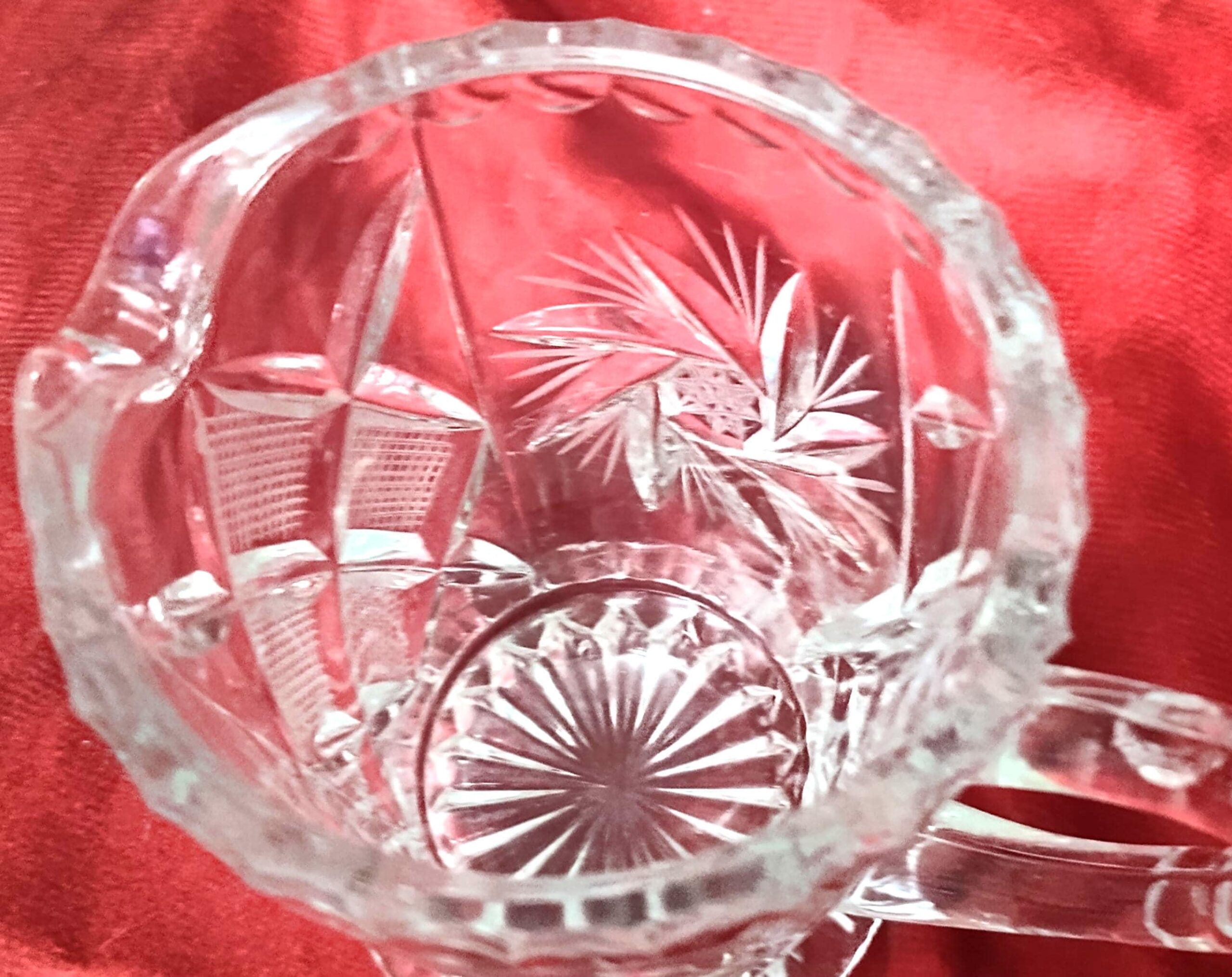 Vintage 1970s Lead Crystal Creamer & Sugar Bowl (no lid) Pinwheels Design - Image 5