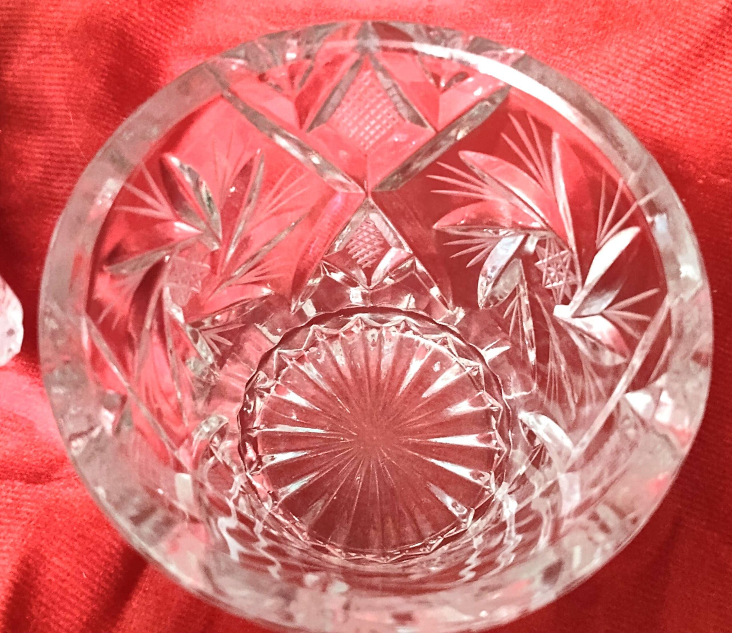 Vintage 1970s Lead Crystal Creamer & Sugar Bowl (no lid) Pinwheels Design - Image 6