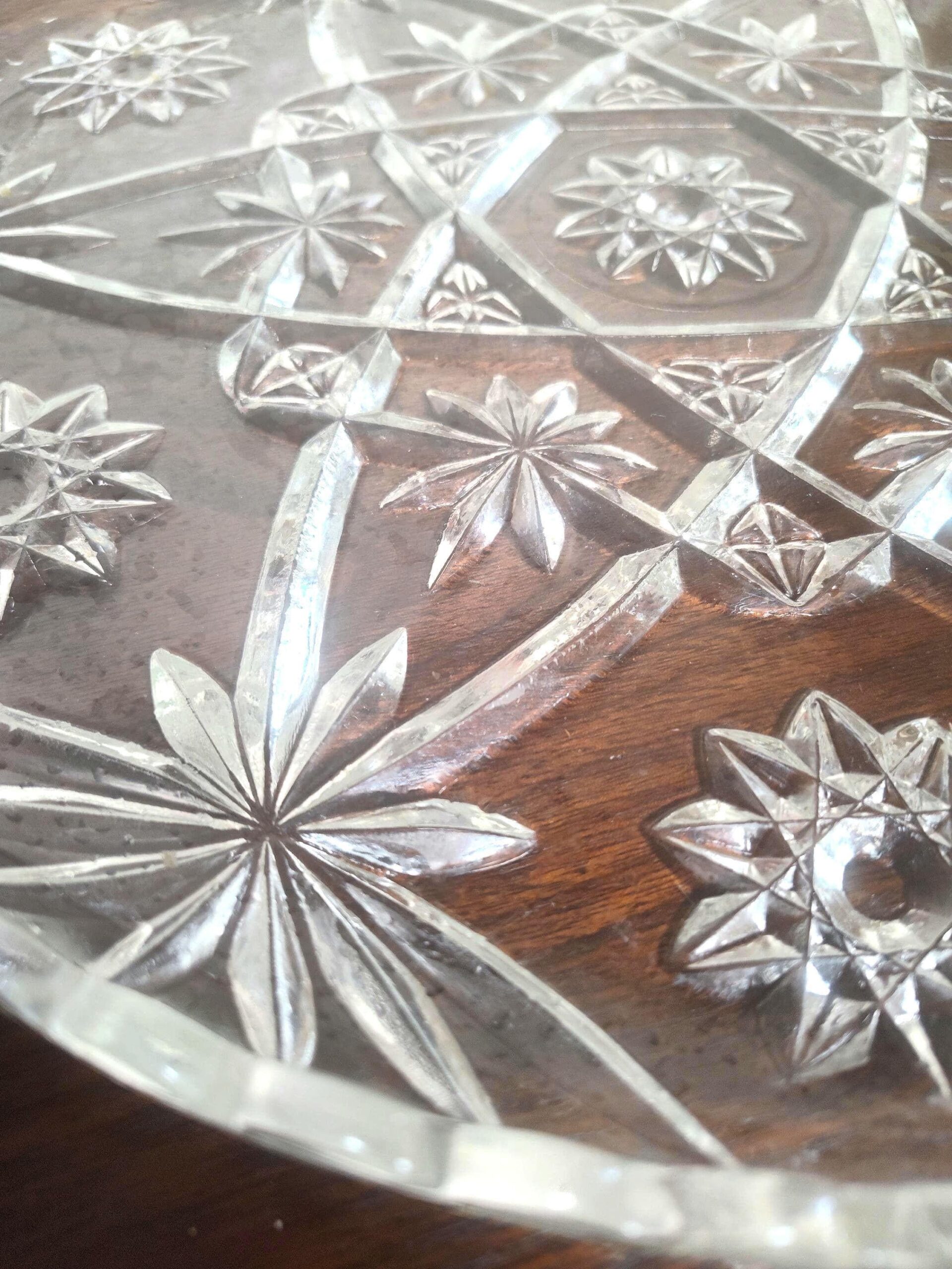 Vintage 1960s Mid Century Anchor Hocking Early American Prescut EAPC Star of David Clear Glass Serving Platter 13 1/2" - Image 4