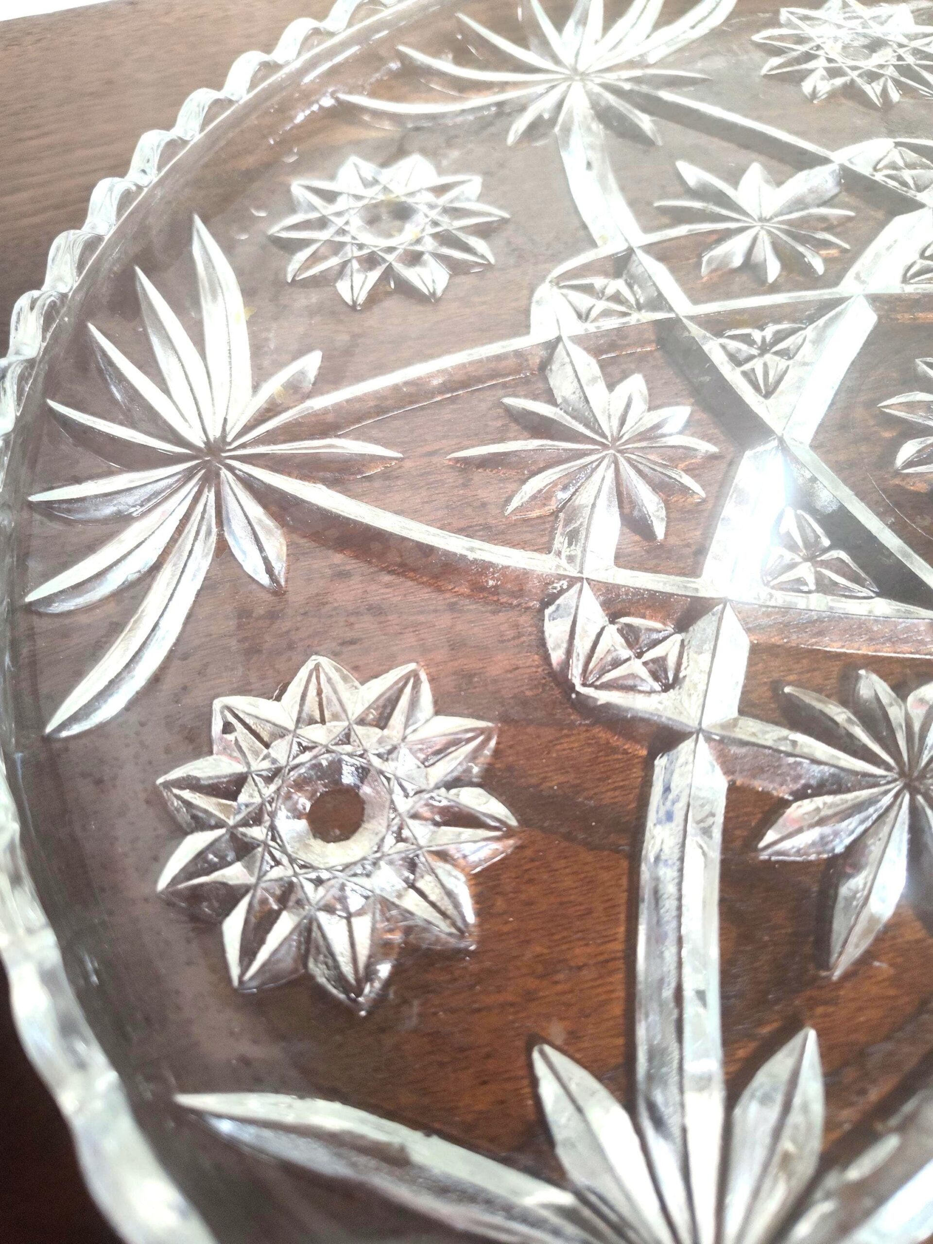 Vintage 1960s Mid Century Anchor Hocking Early American Prescut EAPC Star of David Clear Glass Serving Platter 13 1/2" - Image 5