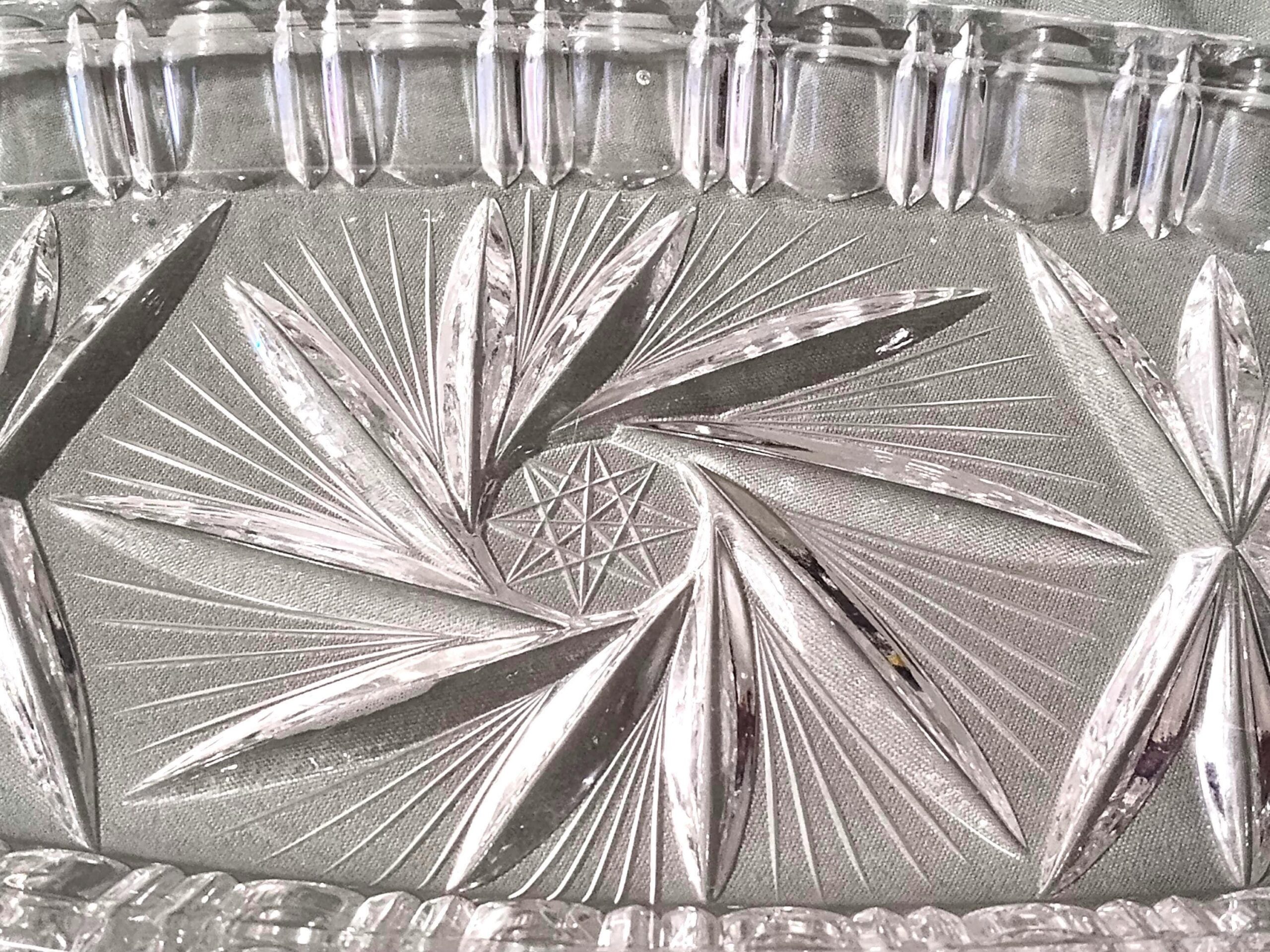 Bohemian Czech Cut Crystal Tray 11 Inch Star Pinwheel Pattern Vintage Serving Vanity Display - Image 2