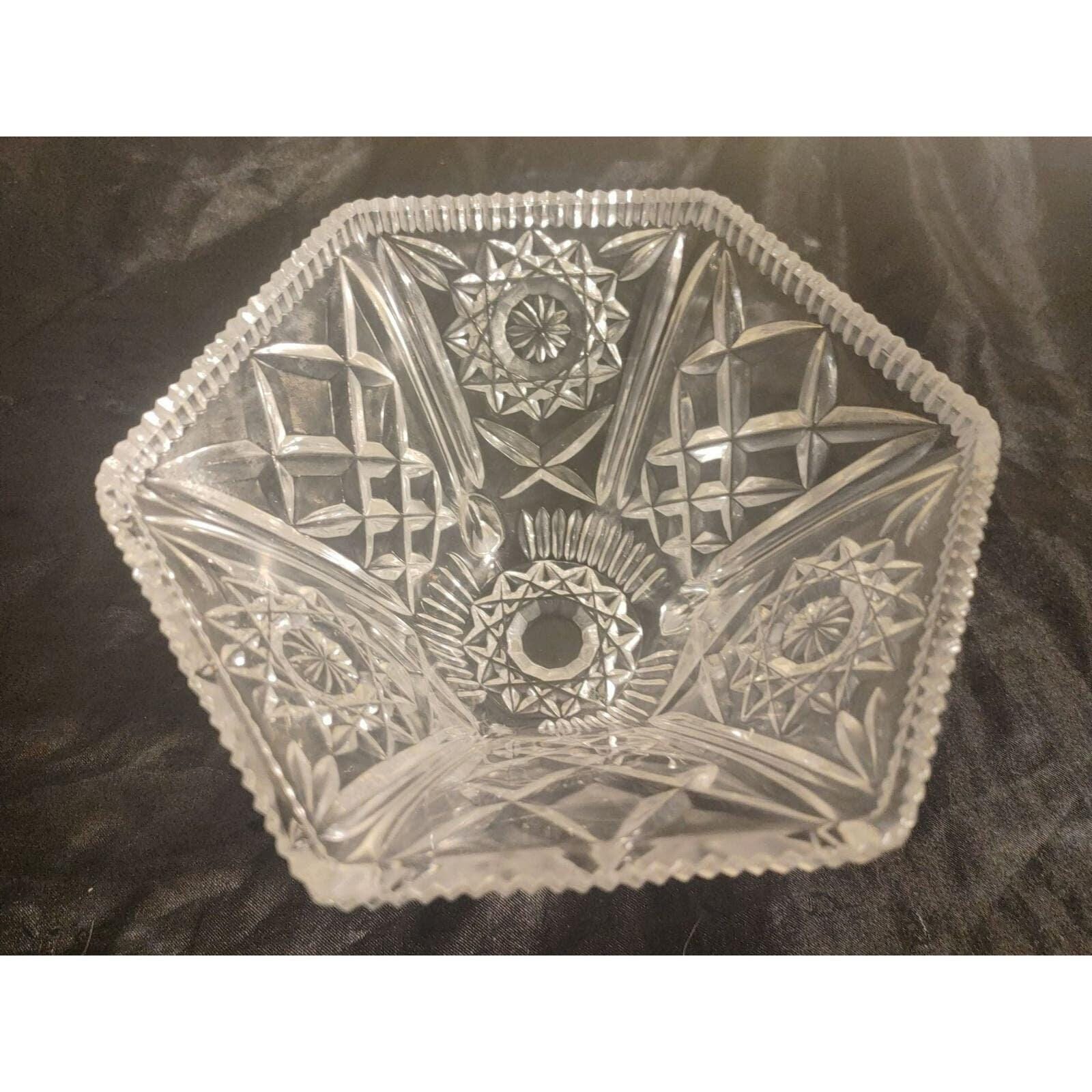 Vintage American Brilliant Hexagon Footed Candy Dish - Image 3