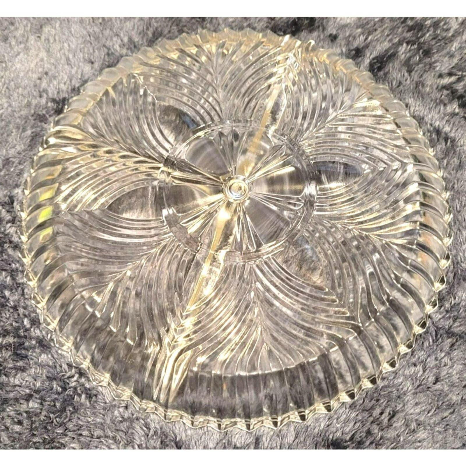 Vintage Indiana Glass 3 Section Relish Tray 7 1940s - Image 2