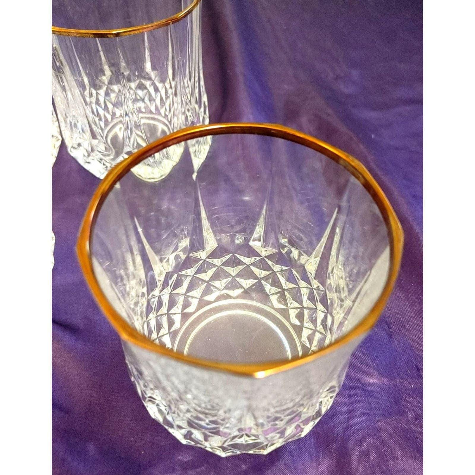 Vintage Cristal dArques Durand, Longchamp Crystal 3 3/4" Gold Rimmed Set of 4 - Image 2