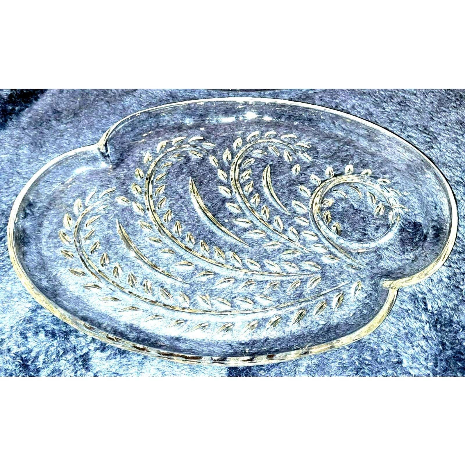 Vintage Set of 4 Vintage Federal Glass Snack Trays Platter Wheat Fern Pattern Homestead - Image 2