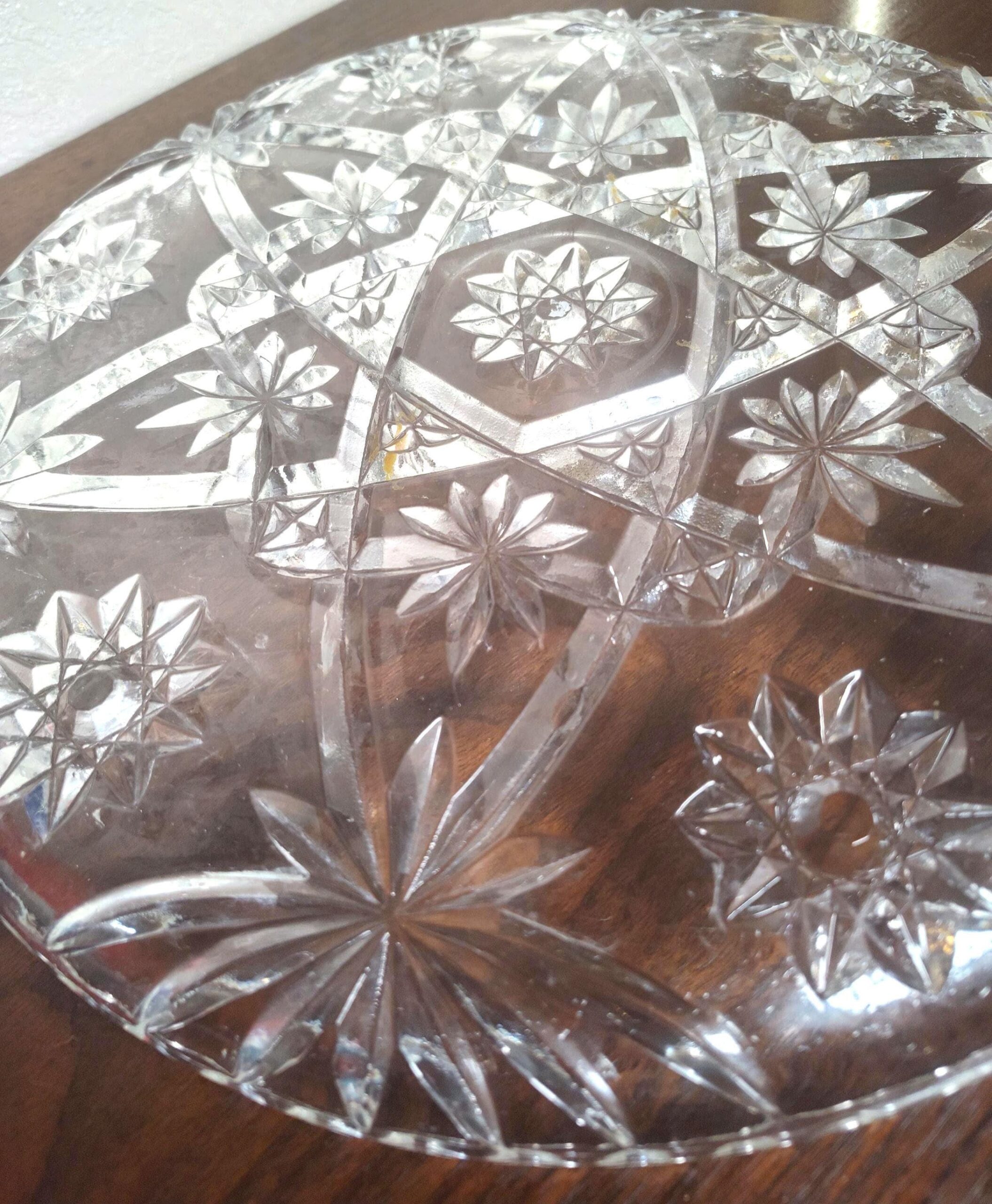 Vintage 1960s Mid Century Anchor Hocking Early American Prescut EAPC Star of David Clear Glass Serving Platter 13 1/2" - Image 3