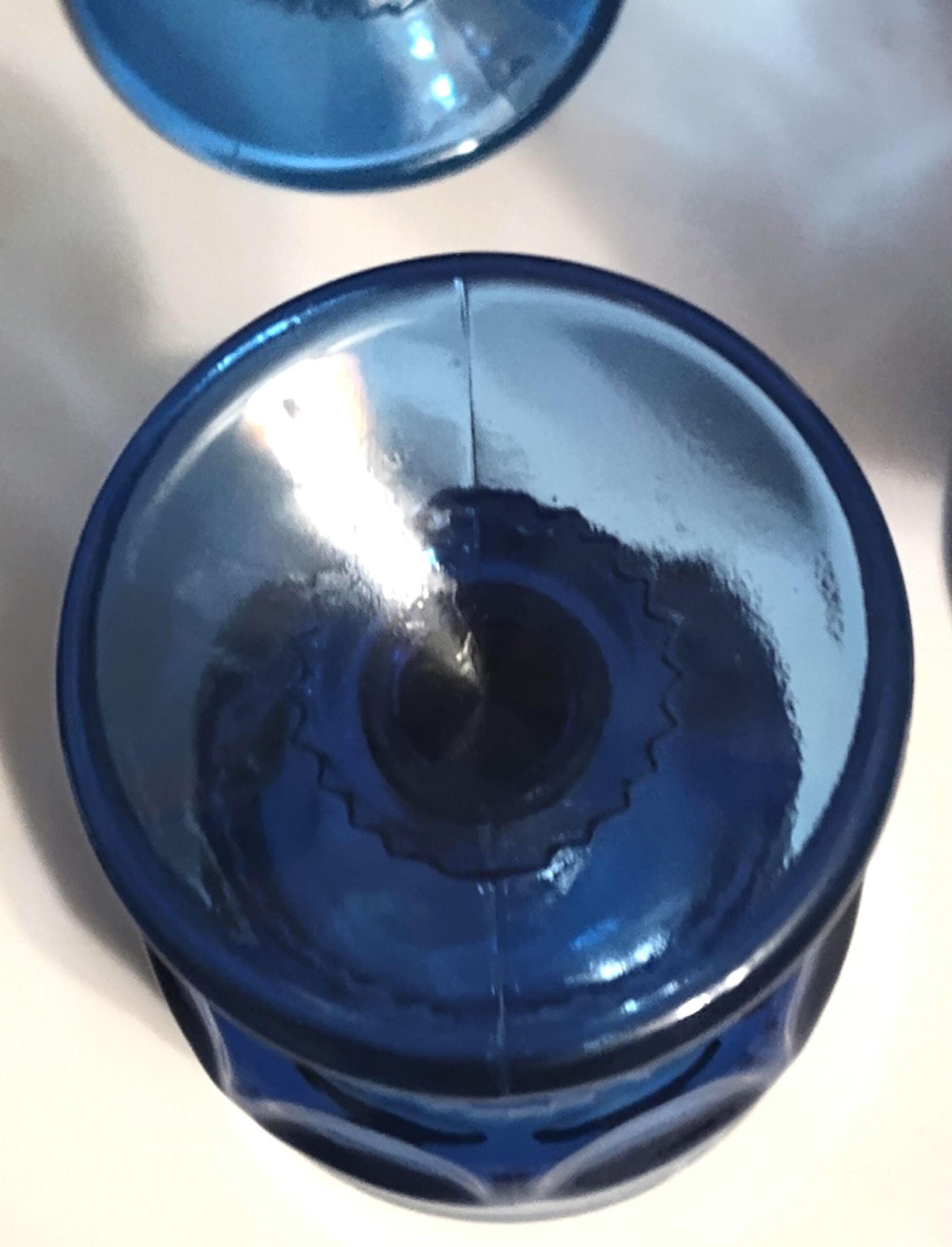 Vintage 1960s Blue Tiara Kings Crown Thumbprint Cocktail Glasses Set of 4 Imperial - Image 2