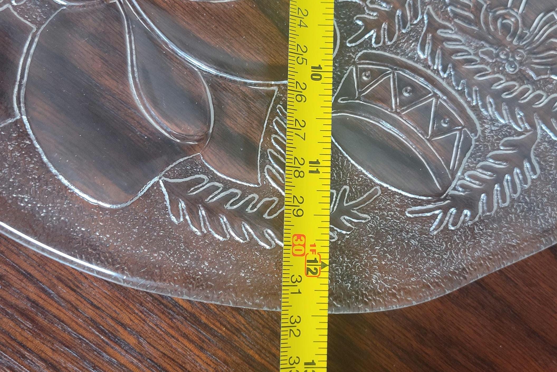 Vintage Indiana Glass Christmas Wreath Serving Platter 12.5" Clear Glass Holiday Plate Embossed Bow Ornaments Cookie Tray - Image 5