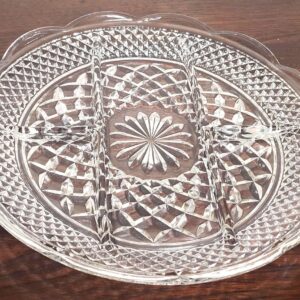 Vintage 1970s Anchor Hocking Wexford Clear Glass 5-Part Relish Dish Divided Serving Tray 11 Inch