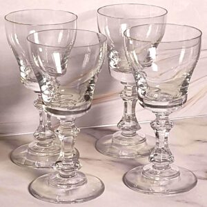 Vintage Clear Glass Cocktail Glasses Set of 4 Twisted Stem Mid Century Barware 1960s Cordial Glasses Stemware Retro Drinkware