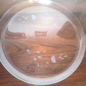 Vintage Mid Century Modern Wheat Pattern Frosted Glass Serving Platter 16 1/2" Oversized