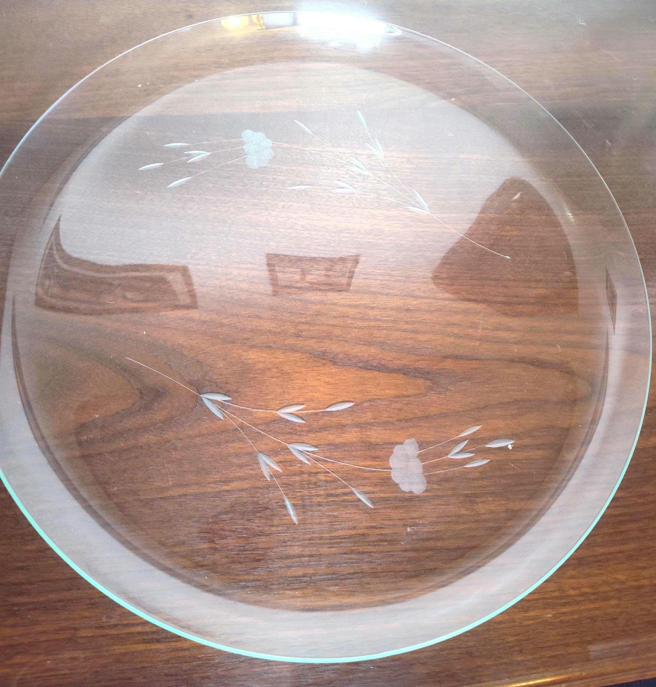 Vintage Mid Century Modern Wheat Pattern Frosted Glass Serving Platter 16 1/2" Oversized