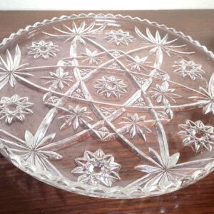 Vintage 1960s Mid Century Anchor Hocking Early American Prescut EAPC Star of David Clear Glass Serving Platter 13 1/2"