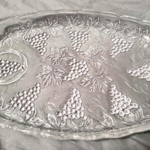 Vintage Grape-leave Clear Glass Oval Snack-serving Dish Relish Trays Set of 4