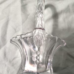 Vintage Clear Glass etched basket. 5 inches.