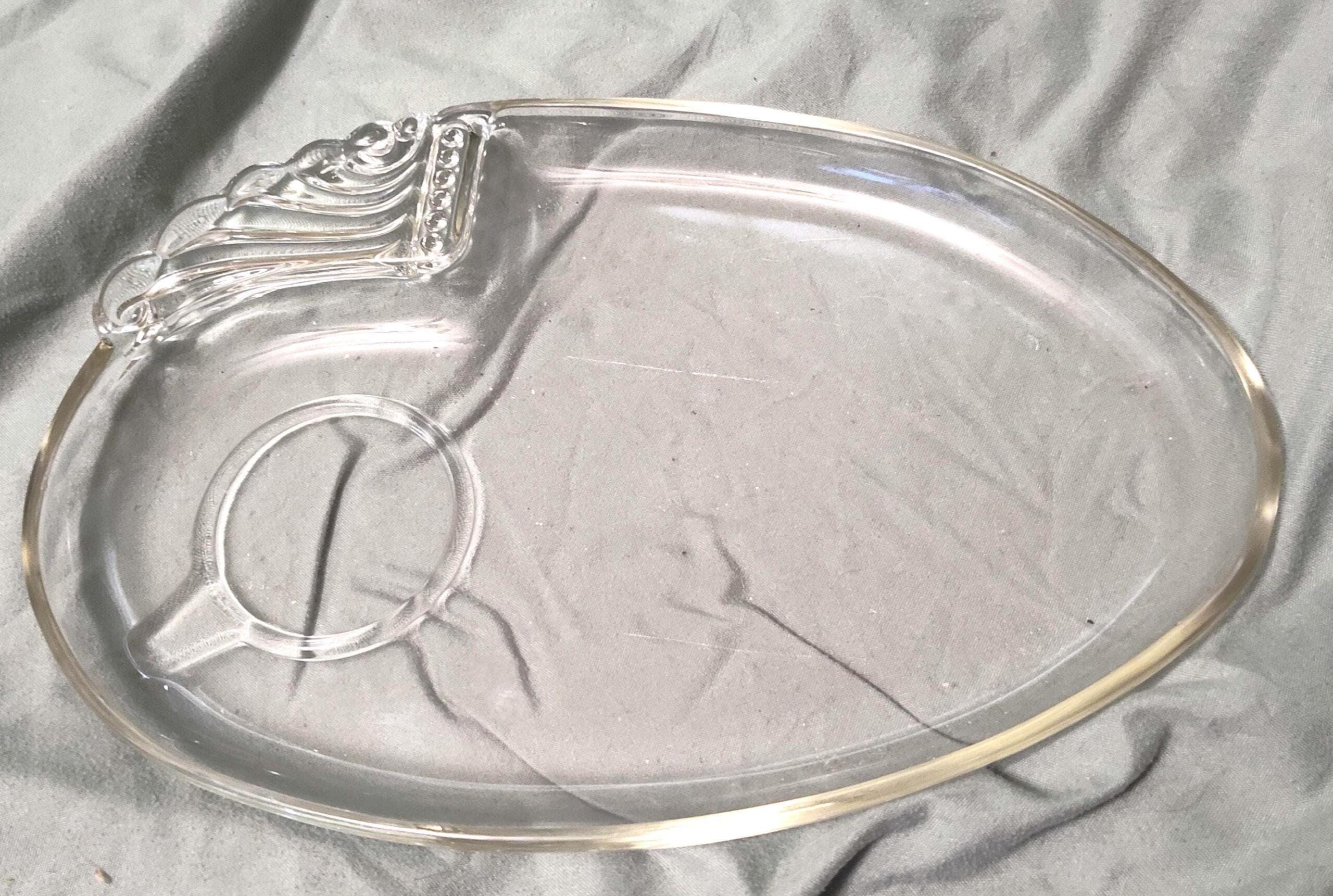 Vintage 1950s Hazel Atlas Parti Ade Glass Snack Plate, Mid-Century Serving Dish, Retro Kitchenware