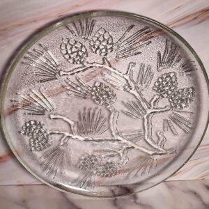 Vintage 1970s Tiara Ponderosa Pine Dinner Plates Set of 4 Indiana Glass Clear 10 Inch