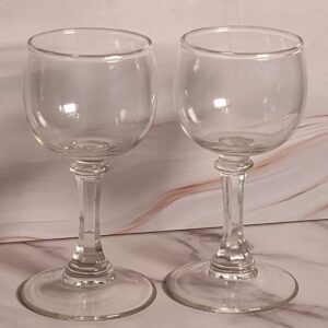 Vintage Cordial Glasses Set of 2 Clear Glass Hexagonal Stem Mid Century Liqueur Glasses 1970s Stemware Barware Aperitif Glassware