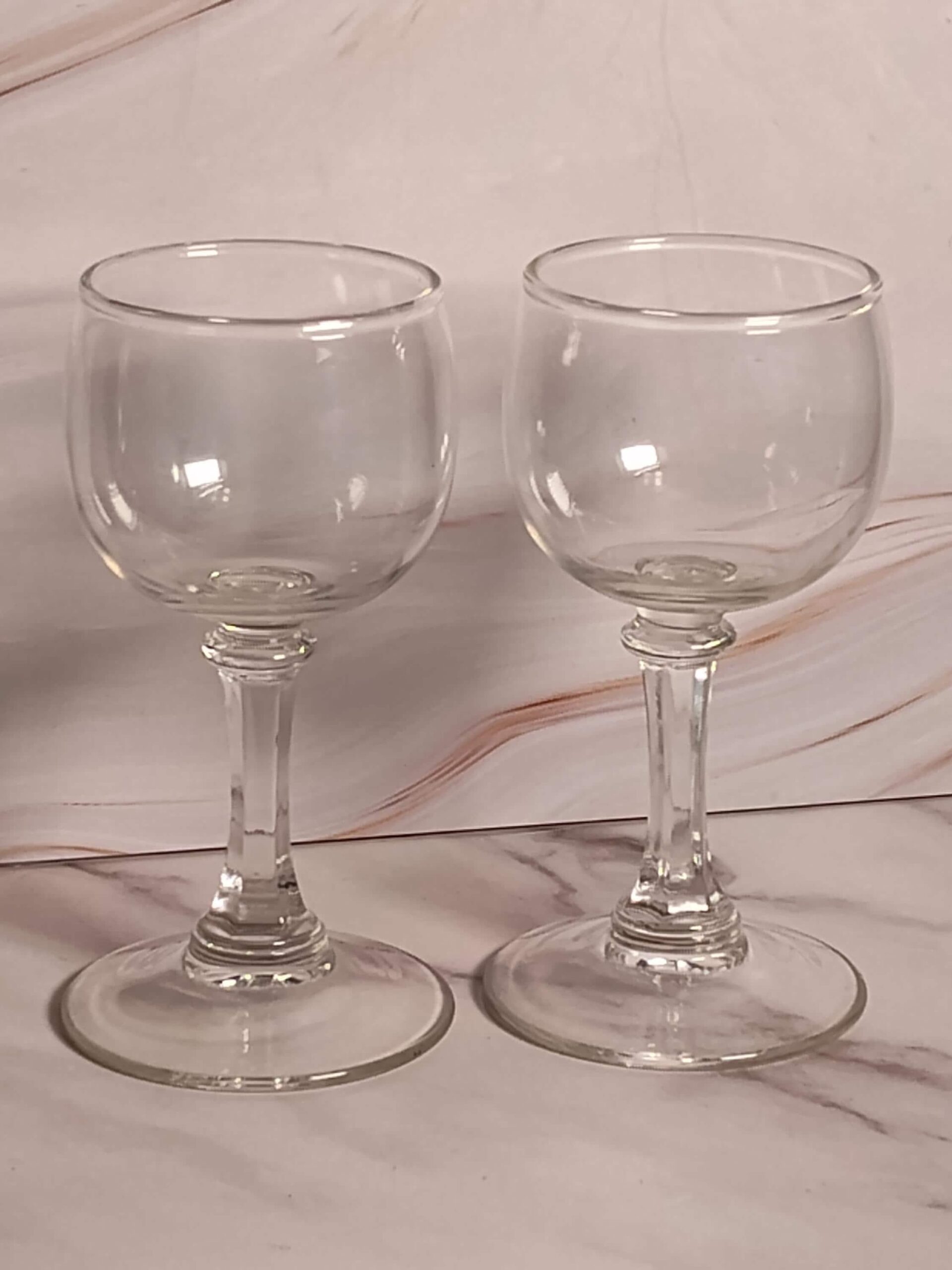 Vintage Cordial Glasses Set of 2 Clear Glass Hexagonal Stem Mid Century Liqueur Glasses 1970s Stemware Barware Aperitif Glassware