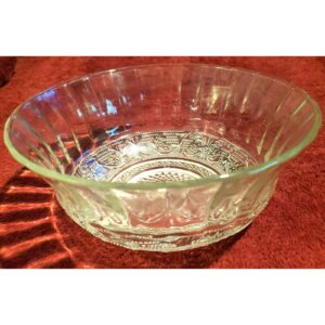 Vintage 1970s KIG Indonesia Trellis Sandwich Glass Bowl Fleur De Lis 8 Inch
